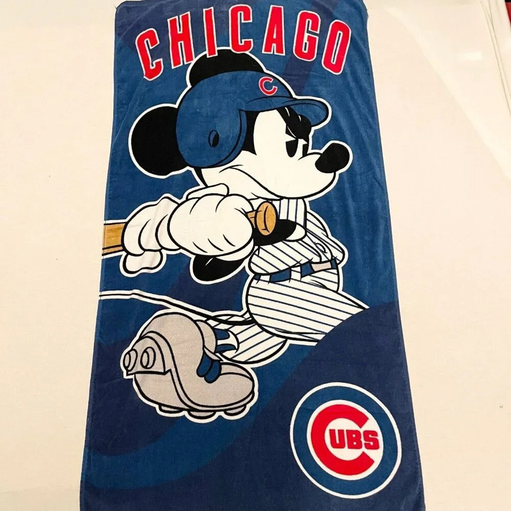 Chicago  Cubs MLB Mickey Mouse Baseball Beach Towel 56.5 x 29.5 FLAWS